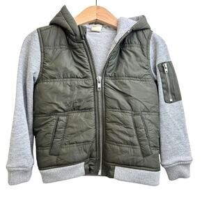 Tucker + Tate Nylon & Fleece Jacket in Grey and Olive 24M